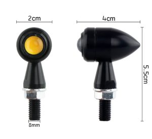 Motorcycle Mini Metal Jet Black Bullet Flasher L16 Turn Signals Indicator Yellow Amber 2pc