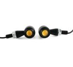 Motorcycle Mini Metal Jet Black Bullet Flasher L16 Turn Signals Indicator Yellow Amber 2pc