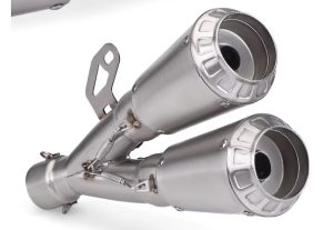 Motorcycle SC Project Dual Pipe Nose Exhaust E09 High Quality Muffler Silencer