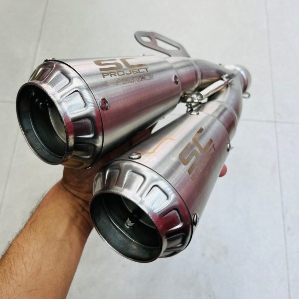 Motorcycle SC Project Dual Pipe Nose Exhaust E09 High Quality Muffler Silencer