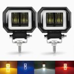 Motorcycle Square Shape External White LED Light Wide Focus Spot Light with DRL RED BLUE WHITE Yellow Metal Body