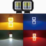 Motorcycle Square Shape External White LED Light Wide Focus Spot Light with DRL RED BLUE WHITE Yellow Metal Body