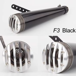 Universal Motorcycle Cafe Racer Exhaust F3 Mufflers Silencer Brat Chopper Bobber Motorbike System Black 38-45mm