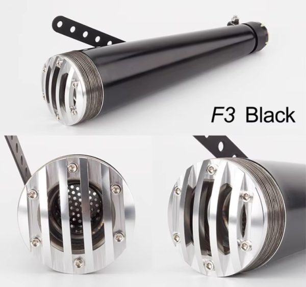 Universal Motorcycle Cafe Racer Exhaust F3 Mufflers Silencer Brat Chopper Bobber Motorbike System Black 38-45mm