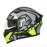 JIEKAI JK-902 Grey Black Neon Uplift Dual Visor Helmet DOT Jiakai