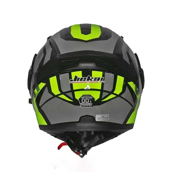 JIEKAI JK-902 Grey Black Neon Uplift Dual Visor Helmet DOT Jiakai