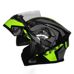 JIEKAI JK-902 Grey Black Neon Uplift Dual Visor Helmet DOT Jiakai