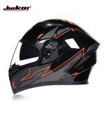 Jiekai JK-316 Shine Black with Orange Signature Full Face Dual Visor Helmet DOT CERTIFIED jiakai