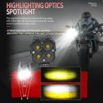 LIU HJG External Four 4 LED Lens 3in1 Fog Light 120W Devil Eye Red White Yellow Laser Wide Metal Aluminum Body light with Voltage Controller Kit For Motorcycle Jeep Car 2pc