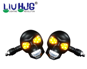 LIU HJG Motorcycle Big Skull Turn signal LED indicators 2pc