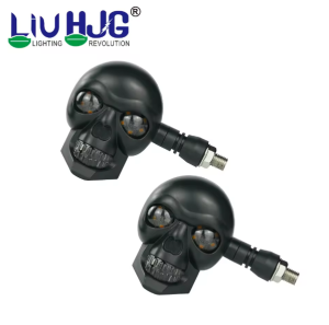 LIU HJG Motorcycle Big Skull Turn signal LED indicators 2pc