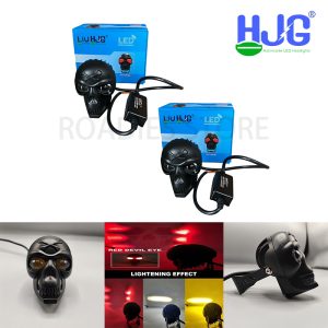 LIU HJG Skull Skeleton 3in1 White Yellow External LED Fog Devil RED DRL Light 30 watt with Voltage Controller Kit Motorcycle Car Jeep 1pc