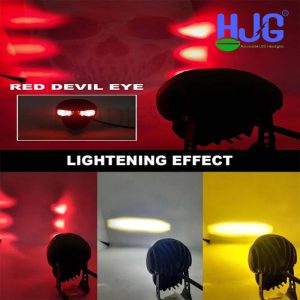 LIU HJG Skull Skeleton White Yellow External LED Fog Devil RED DRL Light Motorcycle 1pc