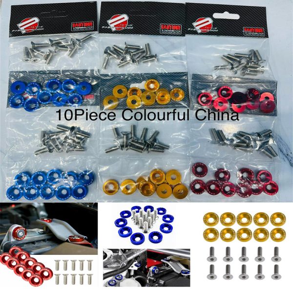 Motorcycle Colorful Fancy Bolts with Washer 10 Pcs Set Headlight windshield Universal Bike Chain Cover Bolts Number Plate Bolts Set