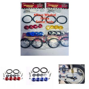 Motorcycle Fancy Bolts with Washer 4 Pcs Set Universal Bike Chain Cover Bolts Number Plate Bolts Red Yellow Blue Black