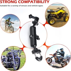 Motorcycle Handlebar Mount 360 Rotation Angle Adjustable for Action Sports cam GoPro Hero Motorbike Multi Function Super Clamp for Cycling Panoramic Video