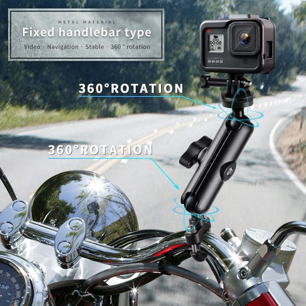 Motorcycle Handlebar Mount 360 Rotation Angle Adjustable for Action Sports cam GoPro Hero Motorbike Multi Function Super Clamp for Cycling Panoramic Video