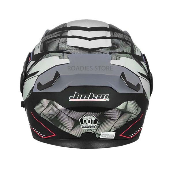 JIEKAI JK-902 Grey With Red Lines Uplift Dual Visor Helmet DOT jk902 Jiakai With Built In Spoiler