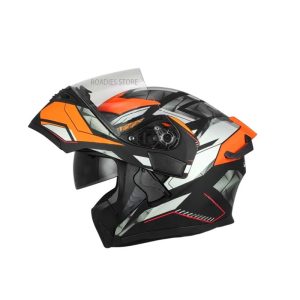 JIEKAI JK-902 Orange With Red Lines Uplift Dual Visor Helmet DOT Jiakai With Built In Spoiler