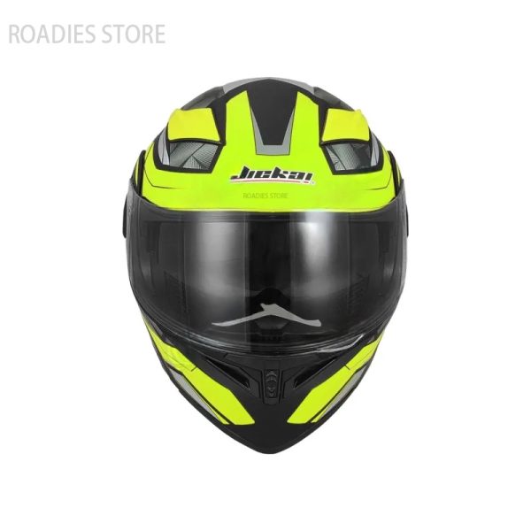 JIEKAI JK-902 fluorescent Green Neon With Red Lines Uplift Dual Visor Helmet DOT jk902 Jiakai With Built In Spoiler