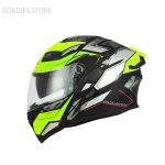 JIEKAI JK-902 fluorescent Green Neon With Red Lines Uplift Dual Visor Helmet DOT jk902 Jiakai With Built In Spoiler