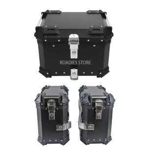 Motorcycle Aluminum Side & Top Box Detachable Rear Boxes Pannier Luggage Trunk With inner Padded Metal ZR5 3PC SET