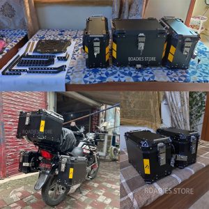 Motorcycle Aluminum Side & Top Box Detachable Tail Rear Boxes Pannier Luggage Trunk With inner Padded Metal ZR5 3PC SET