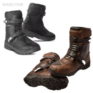 Roadies Wolf Mid Adventure Double Buckle L2 High Tech Waterproof Motorcycle Boots Touring Shoes Real Leather Low Ankle Motorbike