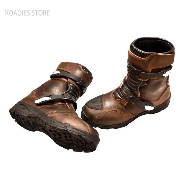 Roadies Wolf Mid Adventure Double Buckle L2 High Tech Waterproof Motorcycle Boots Touring Shoes Real Leather Low Ankle Motorbike