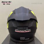 Super Air Helmet Matt Black with Green Line SP-912 Uplift Dual Visor DOT Approved SP 912 Removeable Padding With Spoiler SP912