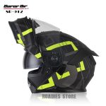 Super Air Helmet Matt Black with Green Line SP-912 Uplift Dual Visor DOT Approved SP 912 Removeable Padding With Spoiler SP912