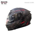 Super Air Helmet SP-912 Guardian Angel Matt Black with Red Uplift Dual Visor DOT Approved SP 912 Removeable Padding With Spoiler SP912