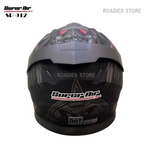 Super Air Helmet SP-912 Guardian Angel Matt Black with Red Uplift Dual Visor DOT Approved SP 912 Removeable Padding With Spoiler SP912