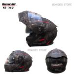 Super Air Helmet SP-912 Guardian Angel Matt Black with Red Uplift Dual Visor DOT Approved SP 912 Removeable Padding With Spoiler SP912