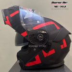 Super Air Helmet SP-912 Matt Black with Green Line Uplift Dual Visor DOT Approved SP 912 Removeable Padding With Spoiler SP912